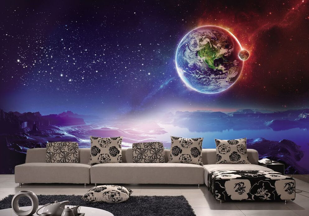 Planet earth and a moon in space Planet earth and a moon in space