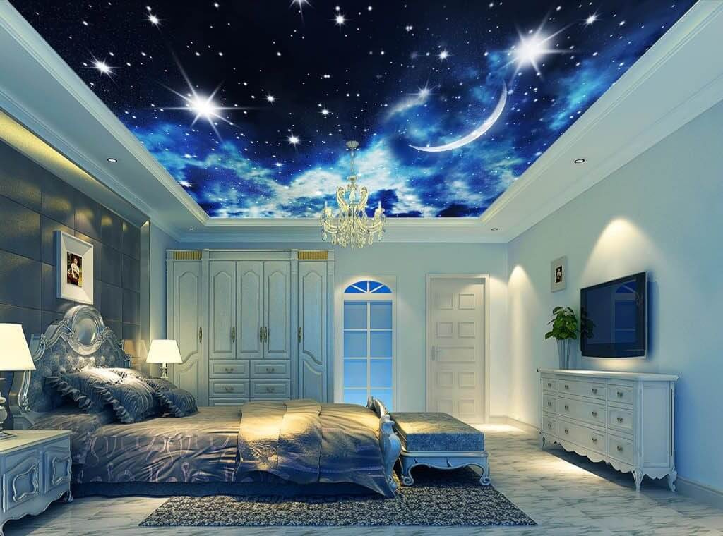 Moon and stars in the sky