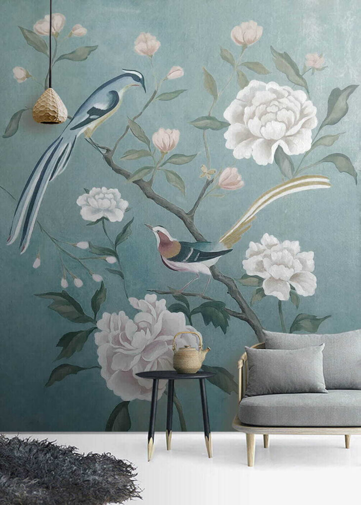 Obraz ptaków na gałęzi z kwiatami u14296pig1 731x1024 - Obraz ptaków na gałęzi z kwiatami - tegory