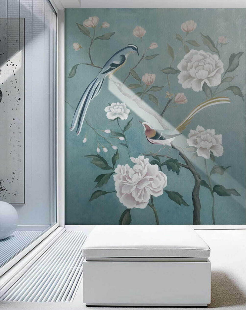 Obraz ptaków na gałęzi z kwiatami u14296pih1 812x1024 - Obraz ptaków na gałęzi z kwiatami - tegory