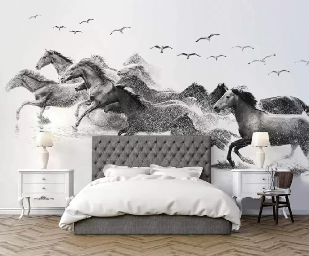 u14413pib1m - Grupa koni biegnących przez wodę - tegory