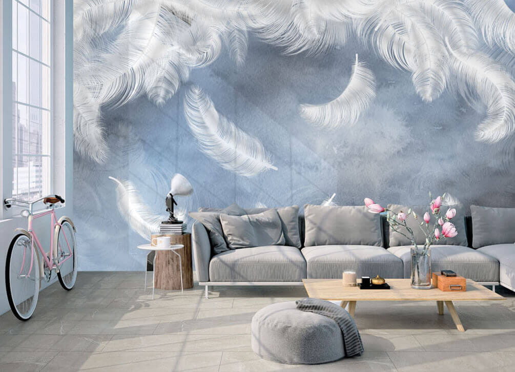 Białe pióra na niebieskim tle u23747pig1 - Białe pióra na niebieskim tle - tegory