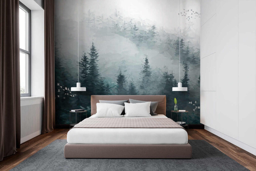 Mglisty las z przelatującymi ptakami u23921pib1 1024x683 - Mglisty las z przelatującymi ptakami - tegory