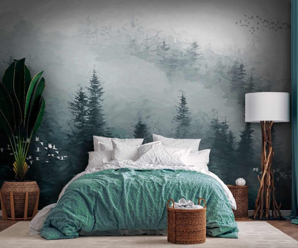 Mglisty las z przelatującymi ptakami u23921pib2 1024x853 - Mglisty las z przelatującymi ptakami - tegory