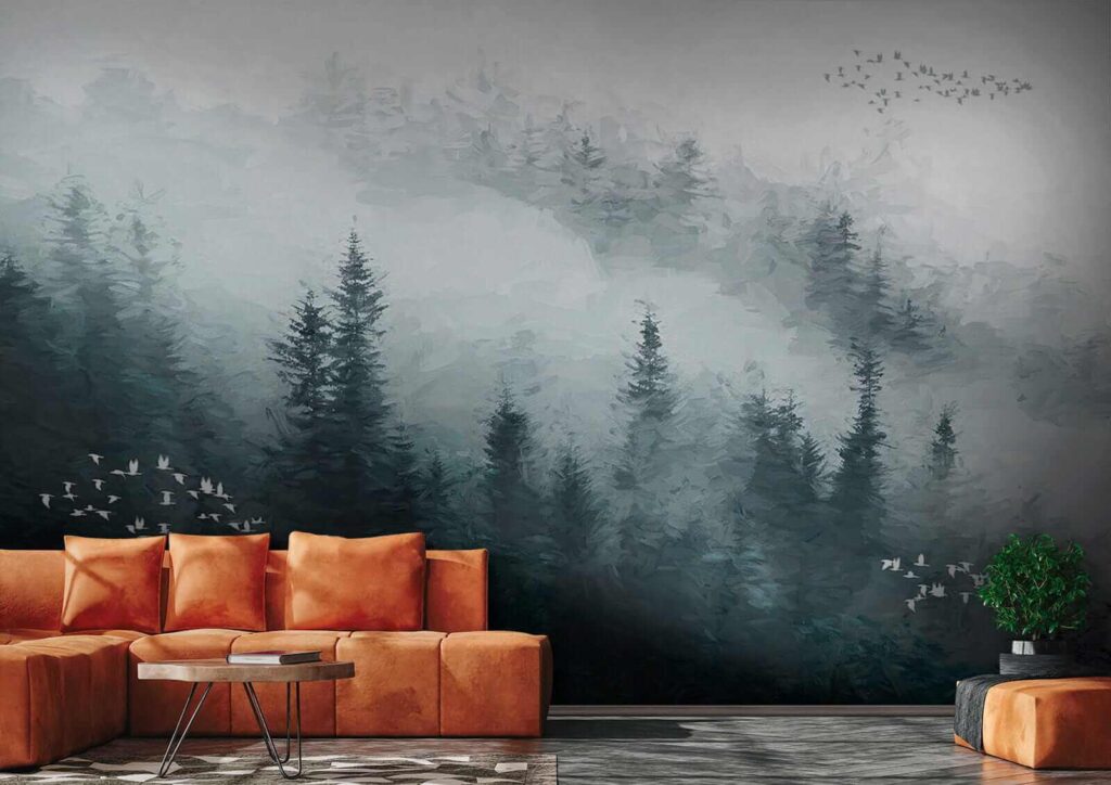 Mglisty las z przelatującymi ptakami u23921pig2 1024x724 - Mglisty las z przelatującymi ptakami - tegory