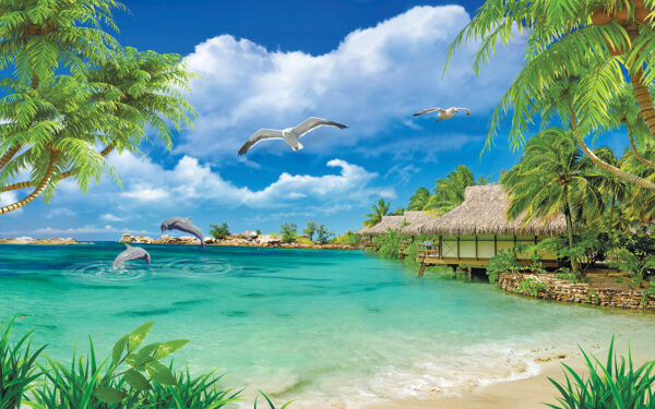 Plaża z chatką i kilkoma ptakami u26969p 600x375 - Plaża z chatką i kilkoma ptakami