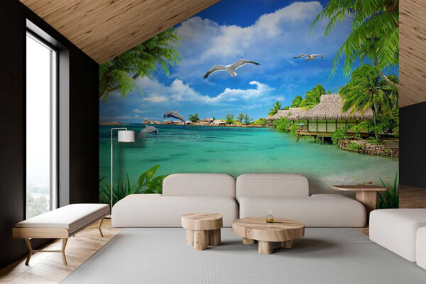 Plaża z chatką i kilkoma ptakami u26969pig2 600x400 - Plaża z chatką i kilkoma ptakami