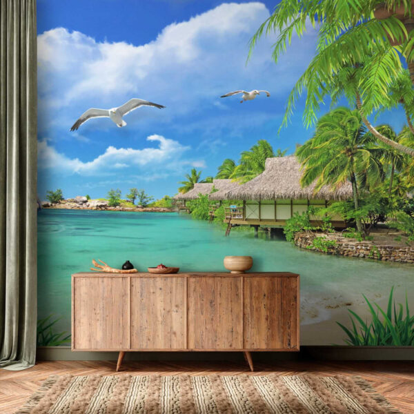 Plaża z chatką i kilkoma ptakami u26969pih1 600x600 - Plaża z chatką i kilkoma ptakami