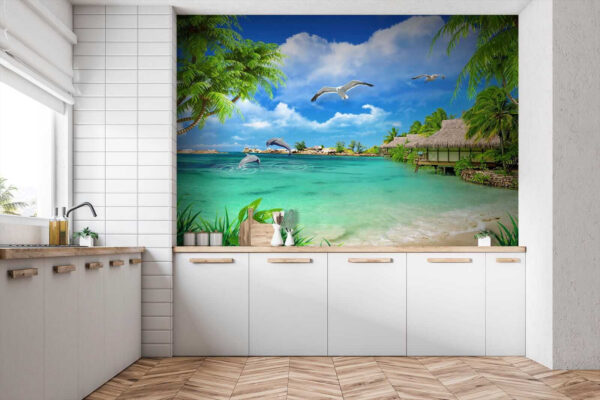 Plaża z chatką i kilkoma ptakami u26969pik1 600x400 - Plaża z chatką i kilkoma ptakami