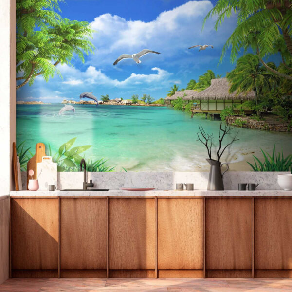 Plaża z chatką i kilkoma ptakami u26969pik3 600x600 - Plaża z chatką i kilkoma ptakami