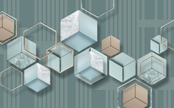 Tapeta z sześciokątami i geometrycznymi kształtami Tapeta z sześciokątami i geometrycznymi kształtami
