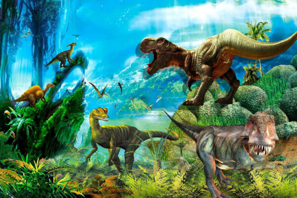 Grupa dinozaurów w lesie Grupa dinozaurów w lesie
