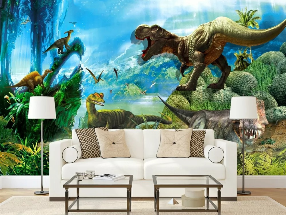 Group of dinosaurs in a forest