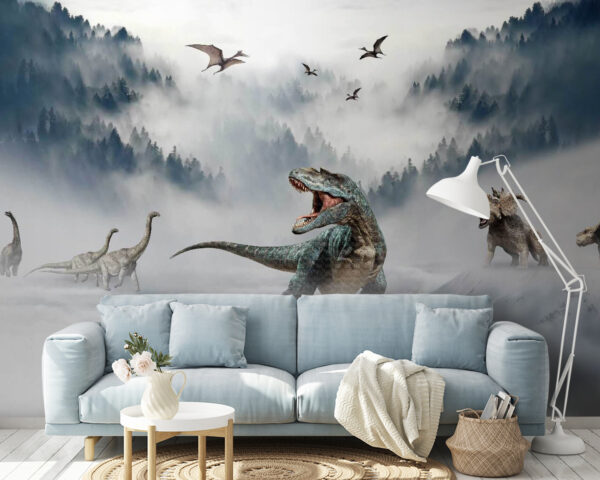 Grupa dinozaurów na śniegu Grupa dinozaurów na śniegu