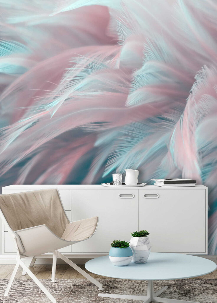 Delicate feathers in soft colors