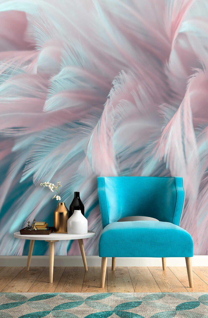 Delicate feathers in soft colors