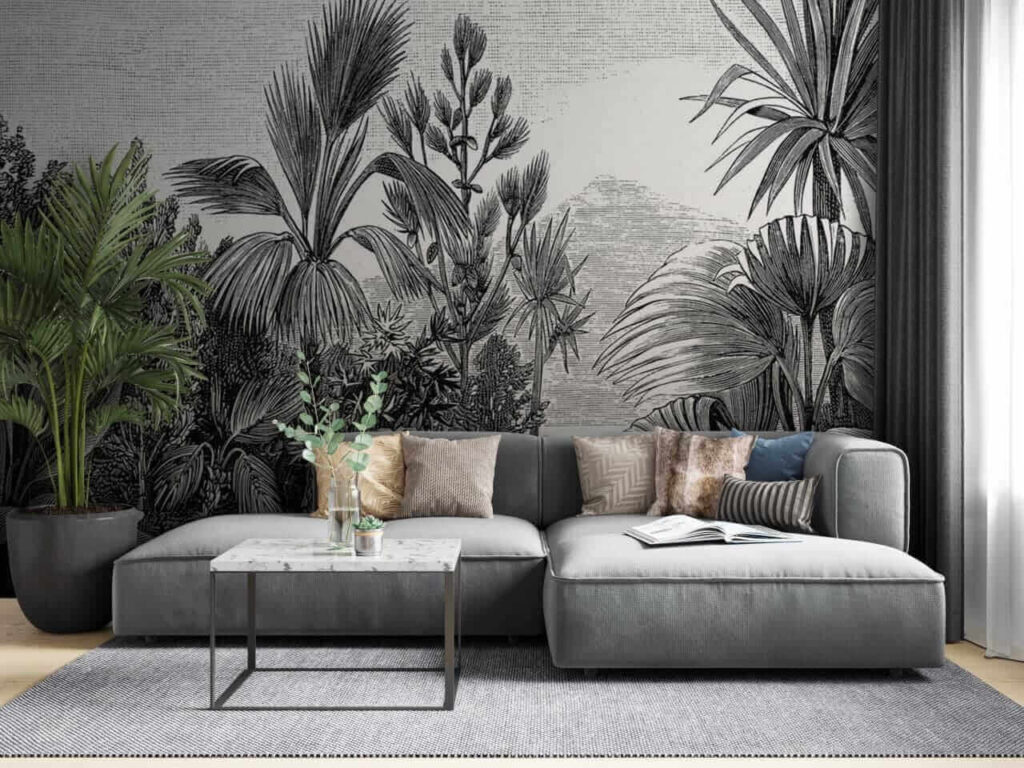 Czarno-biały rysunek lasu tropikalnego u52597pig2m 1024x768 - Czarno-biały rysunek lasu tropikalnego - tegory