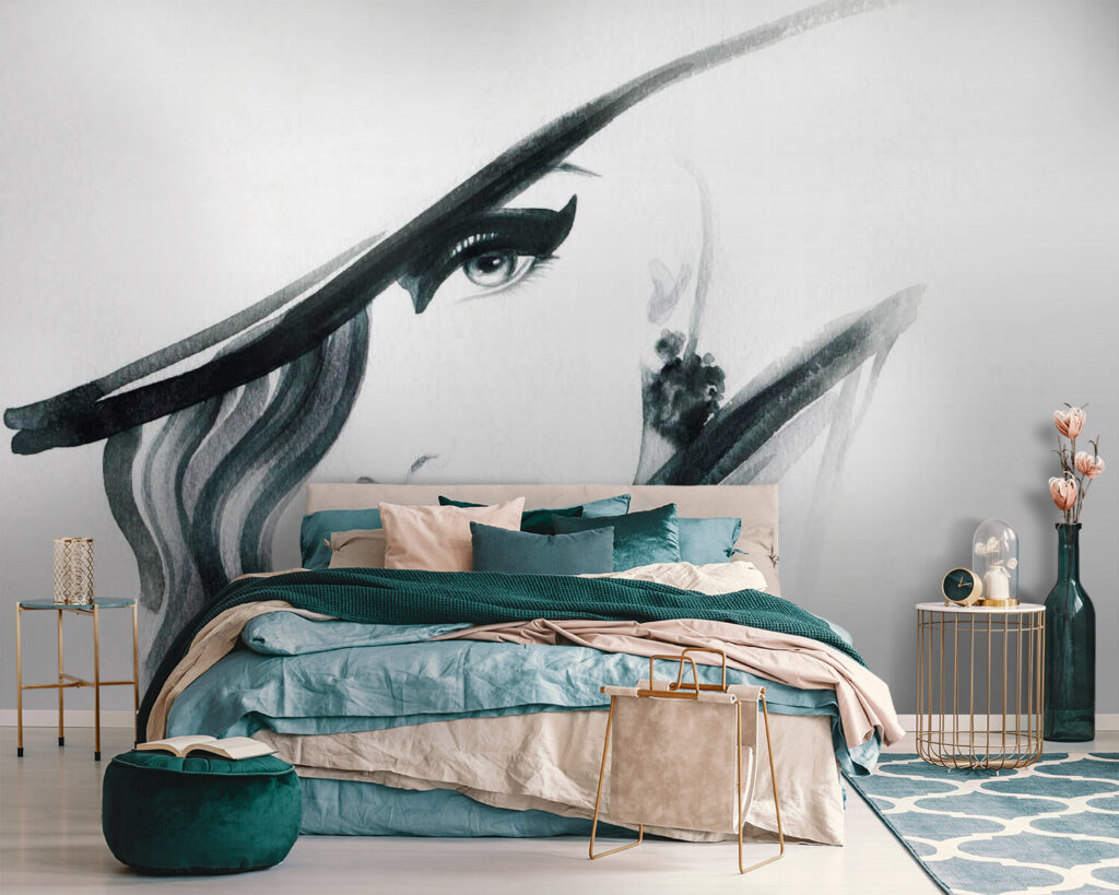 Woman with red lips and black hat