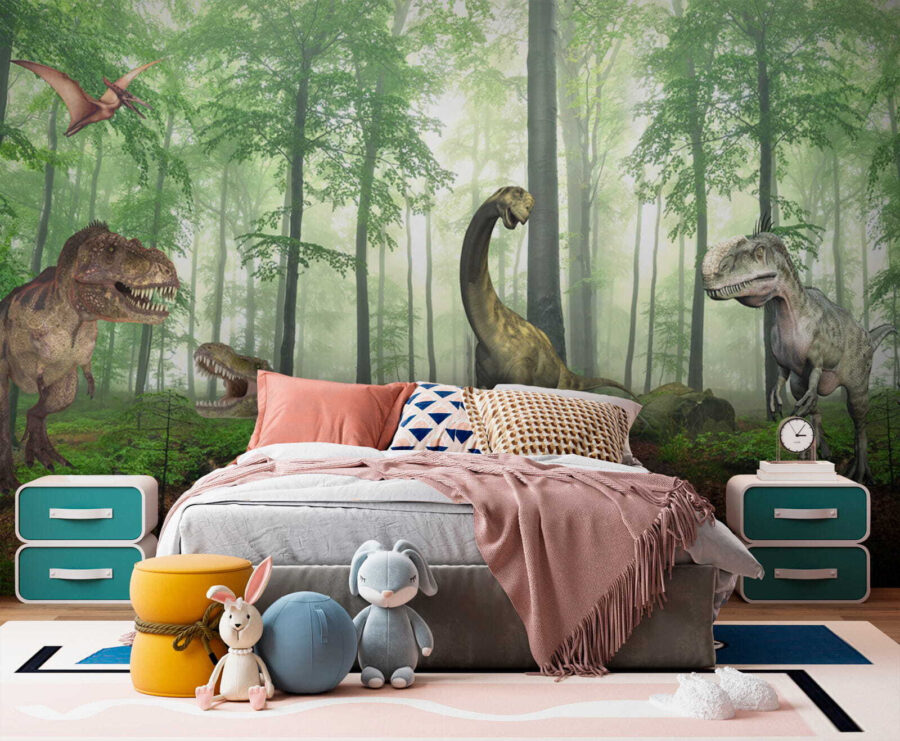Grupa dinozaurów w lesie Grupa dinozaurów w lesie