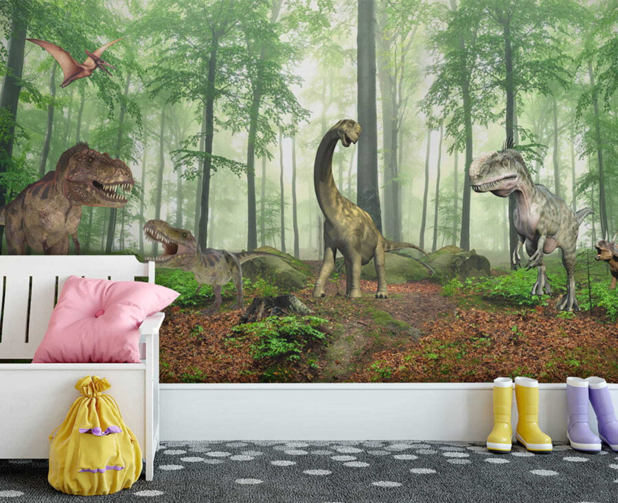 Grupa dinozaurów w lesie Grupa dinozaurów w lesie