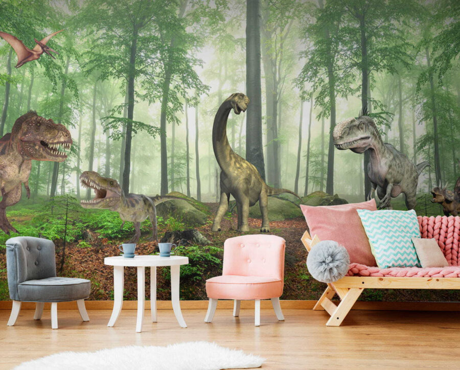 Grupa dinozaurów w lesie Grupa dinozaurów w lesie