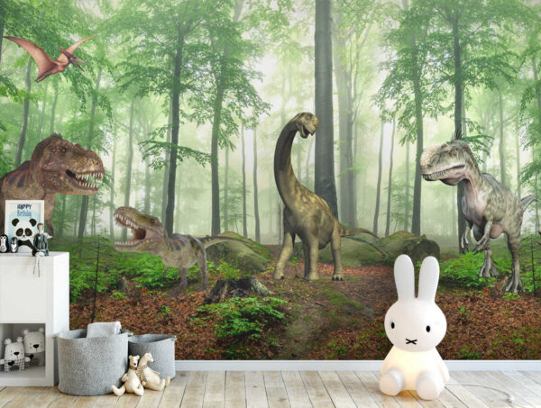 Grupa dinozaurów w lesie Grupa dinozaurów w lesie