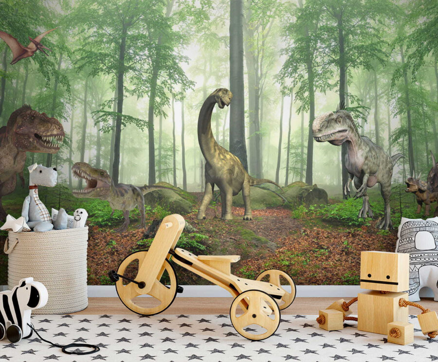 Grupa dinozaurów w lesie Grupa dinozaurów w lesie