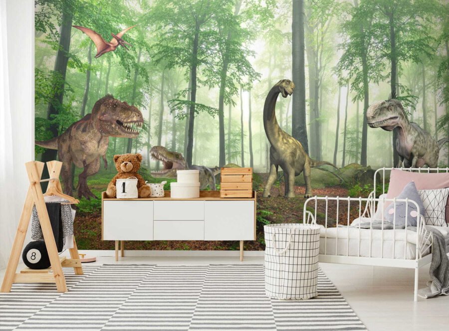 Grupa dinozaurów w lesie Grupa dinozaurów w lesie