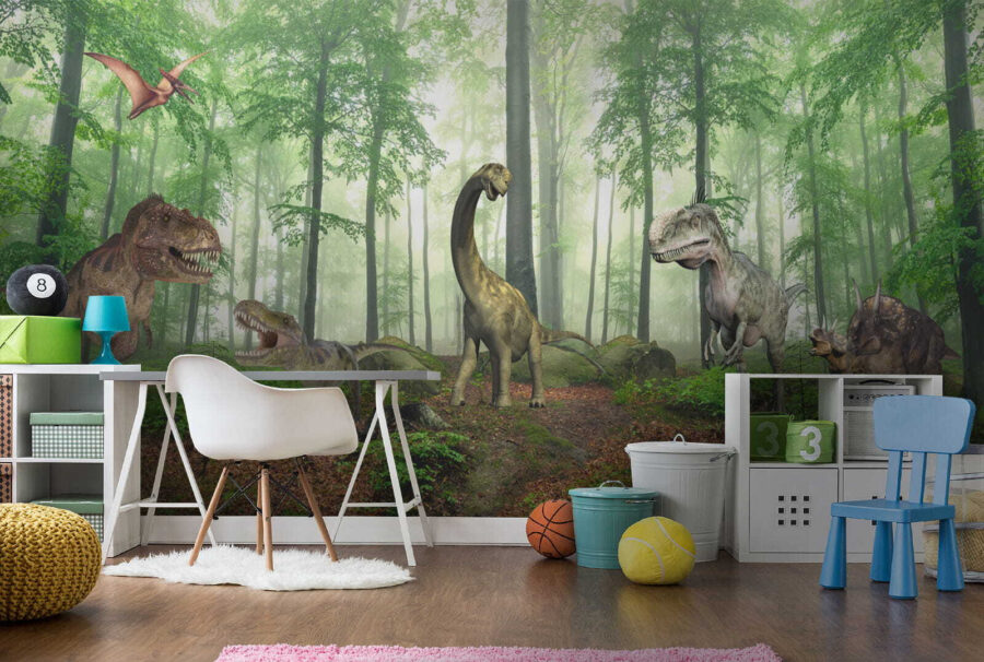 Grupa dinozaurów w lesie Grupa dinozaurów w lesie