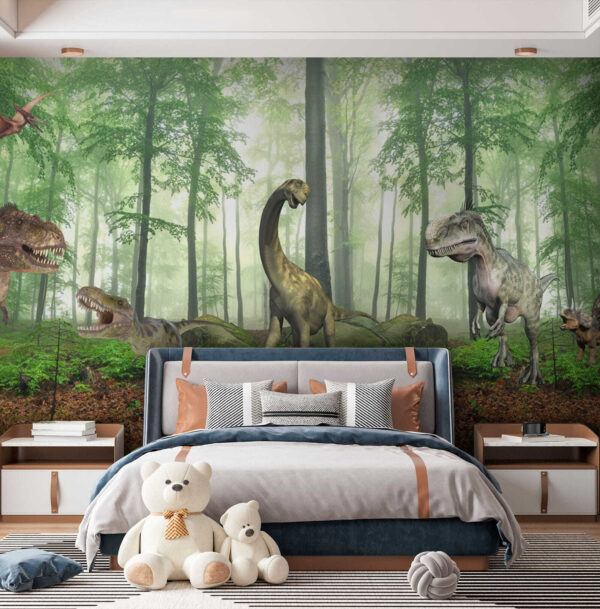 Grupa dinozaurów w lesie Grupa dinozaurów w lesie