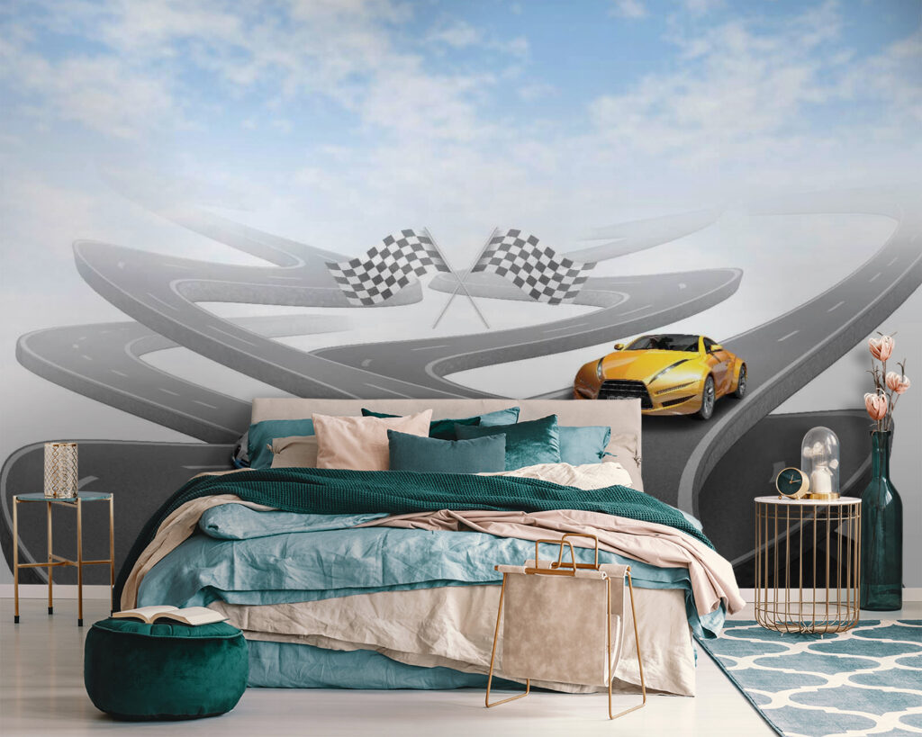 Two cars on a winding road