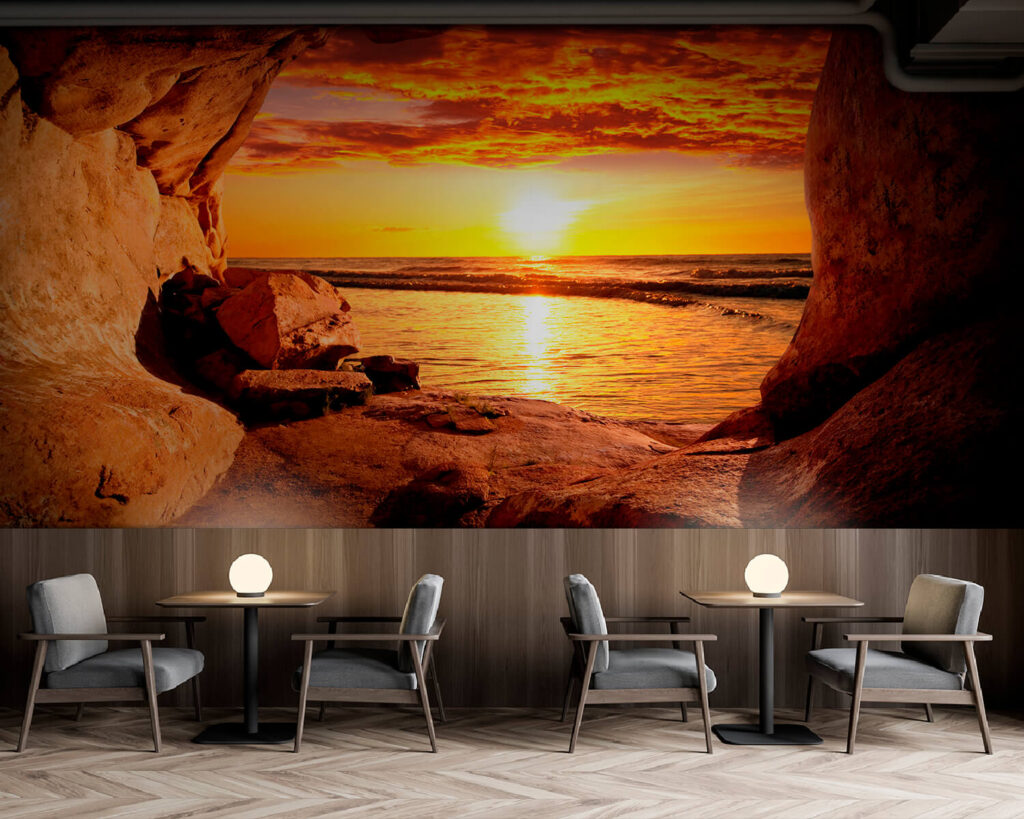 Sunset over a body of water