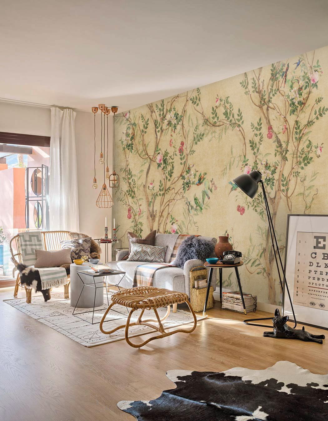 u60295pig1m - Tapeta z ptakami i kwiatami - tegory