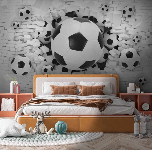 Grupa piłek futbolowych w stosie cegieł Grupa piłek futbolowych w stosie cegieł