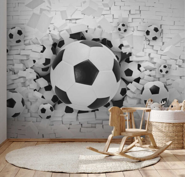 Grupa piłek futbolowych w stosie cegieł Grupa piłek futbolowych w stosie cegieł