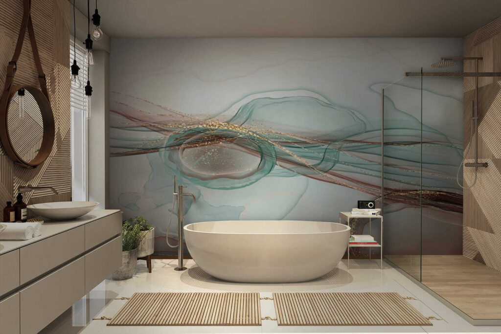 Abstract waves in soft pastel tones