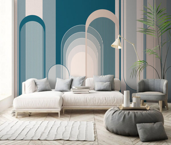 Niebiesko-biały wzór w stylu art deco Niebiesko-biały wzór w stylu art deco