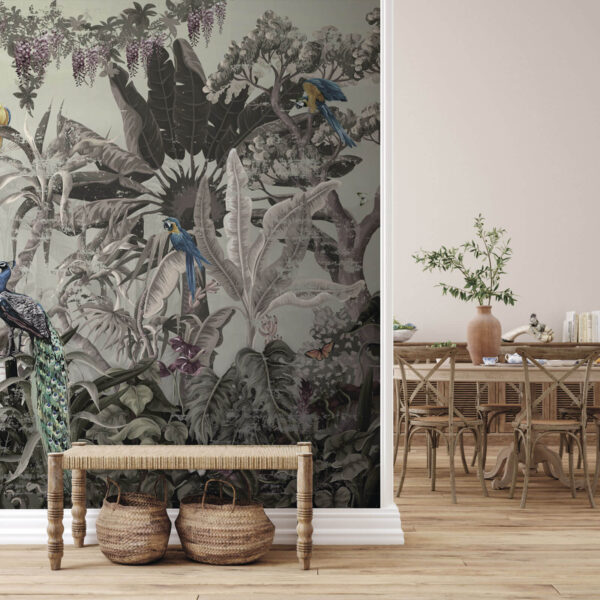 Mural z ptakami i roślinami Mural z ptakami i roślinami