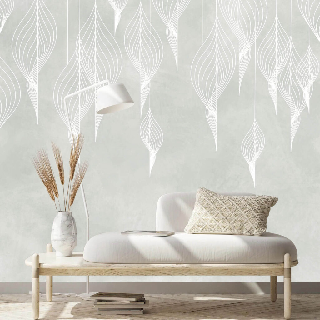 White line art of leaves White line art of leaves