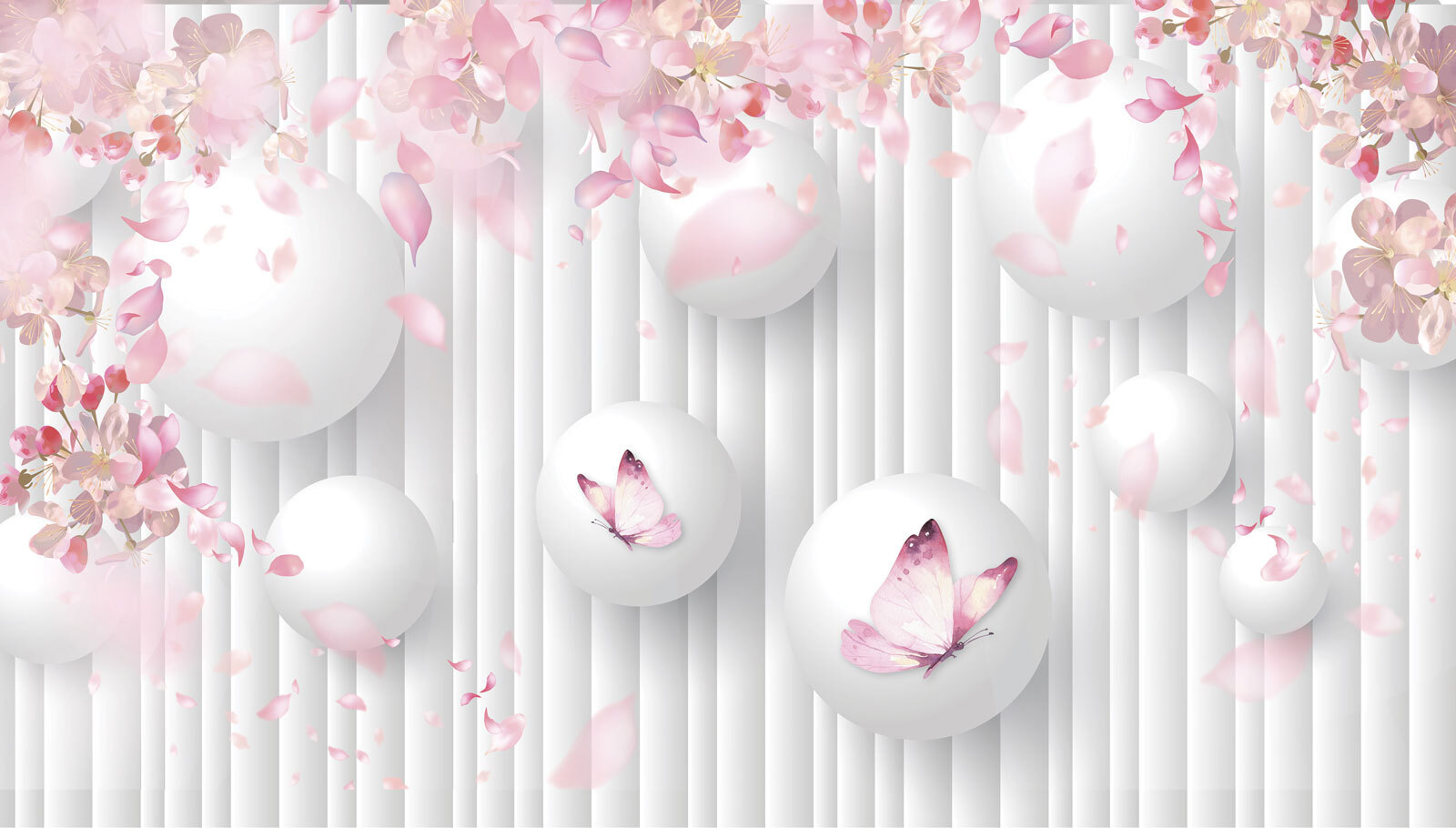 u74222p - Grupa białych kulek z różowymi motylami na nich - tegory