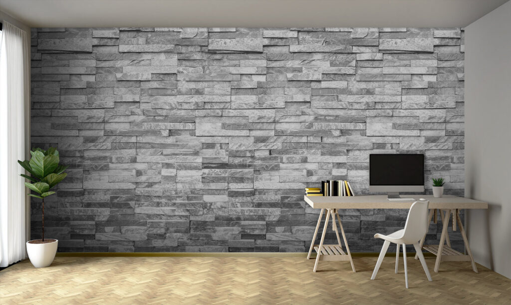 Textured stone wall in monochrome design