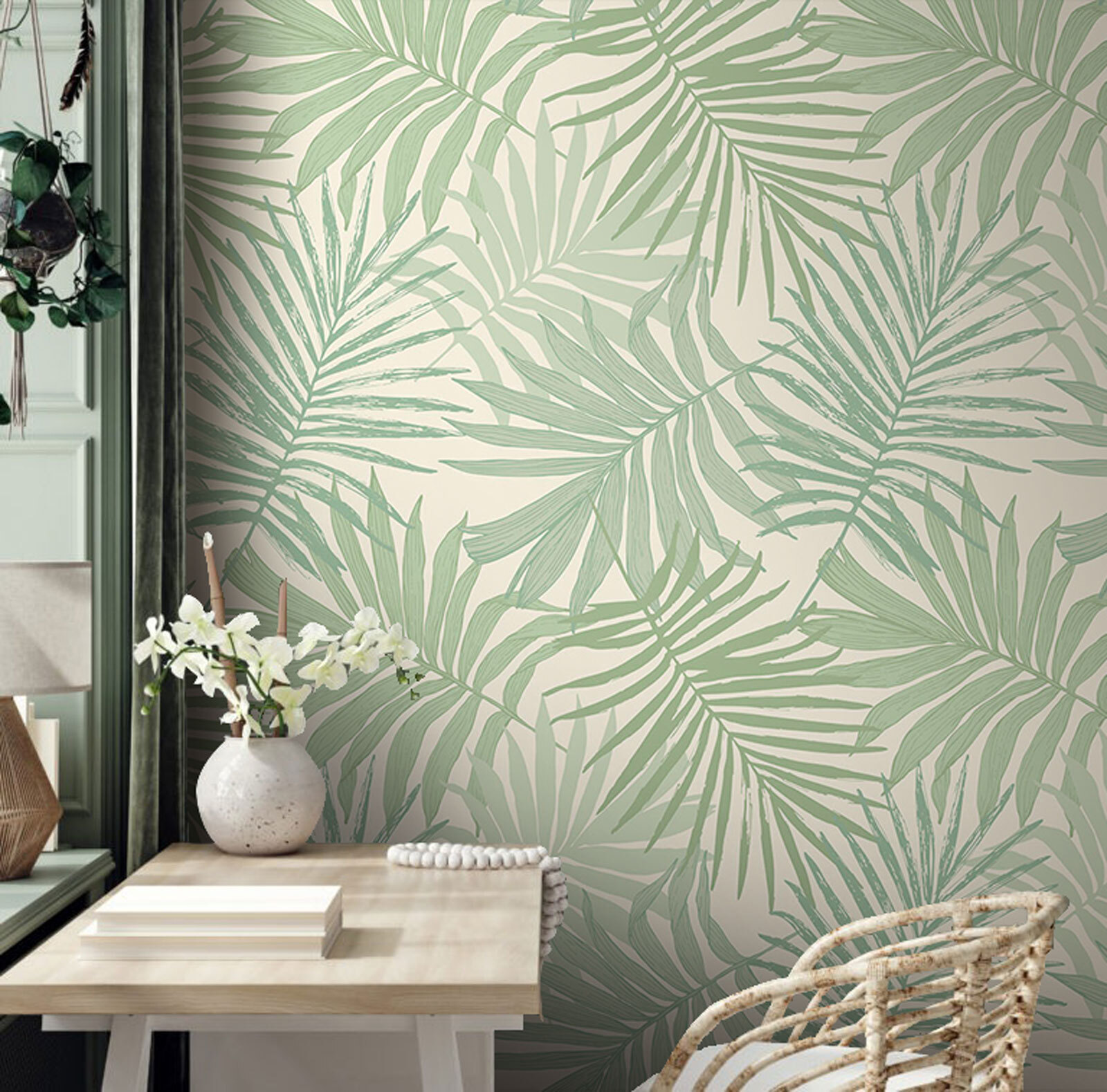 Pattern of leaves on a white background