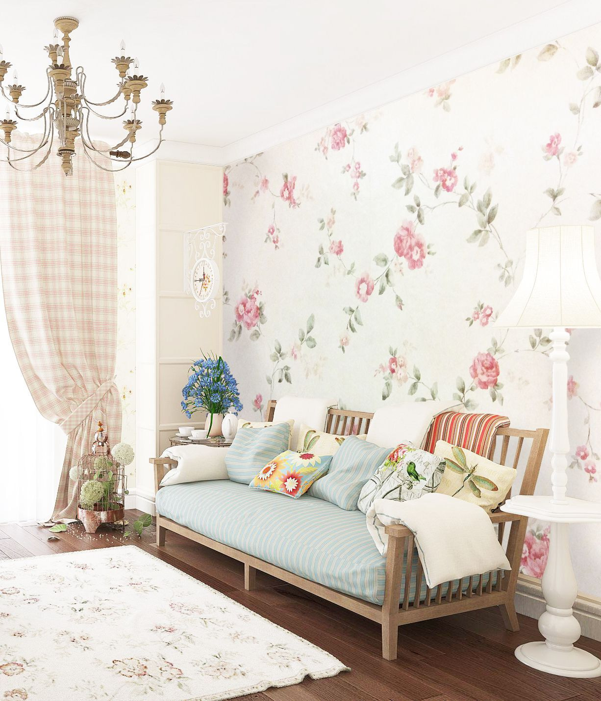 Kwiatowy wzór na ścianie u77762pig1m - Kwiatowy wzór na ścianie - tegory