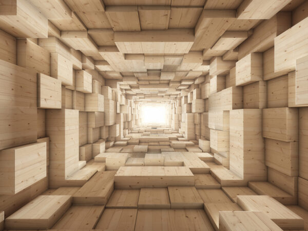 Tunnel of wood blocks