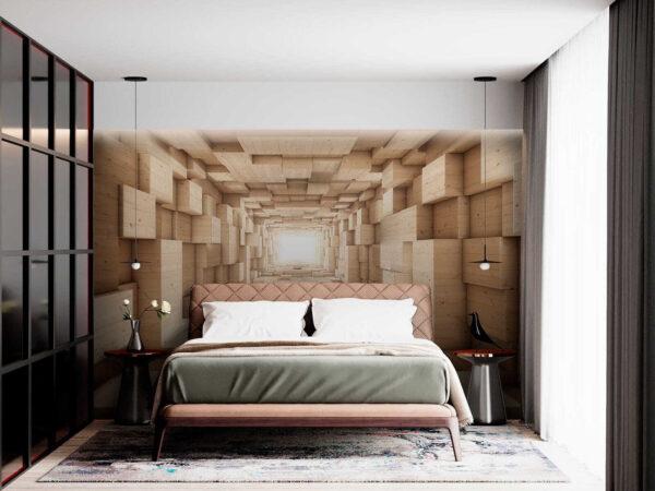 Tunnel of wood blocks