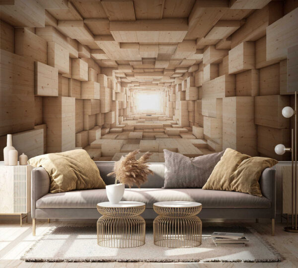 Tunnel of wood blocks