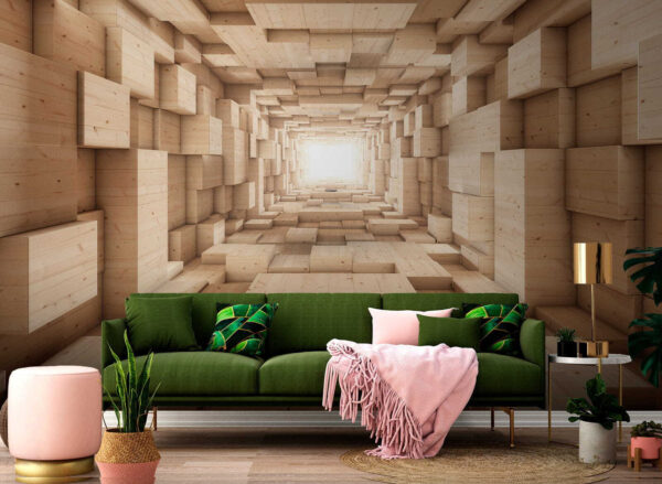 Tunnel of wood blocks