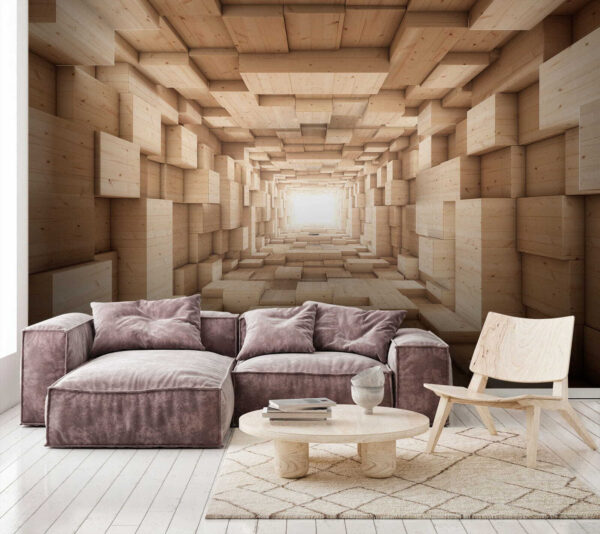 Tunnel of wood blocks