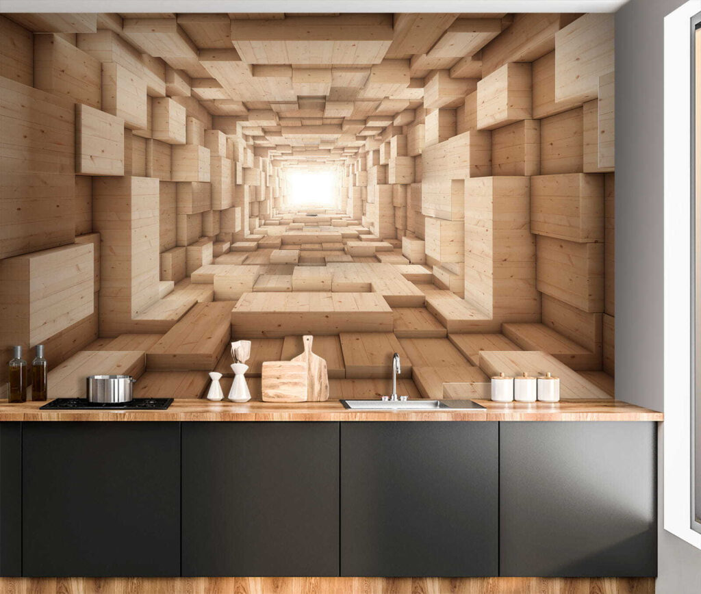 Tunnel of wood blocks