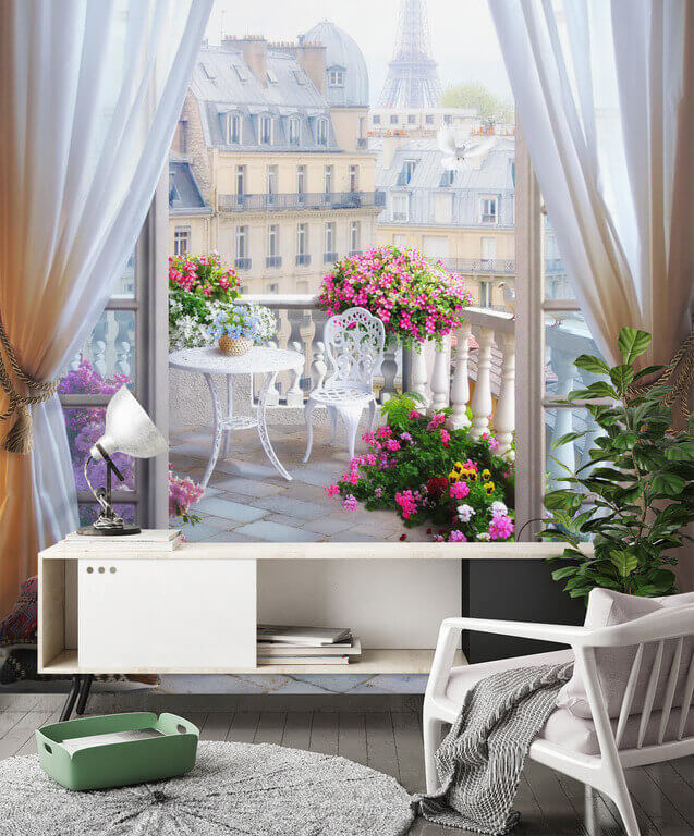 Balcony with a view of the eiffel tower Balcony with a view of the eiffel tower